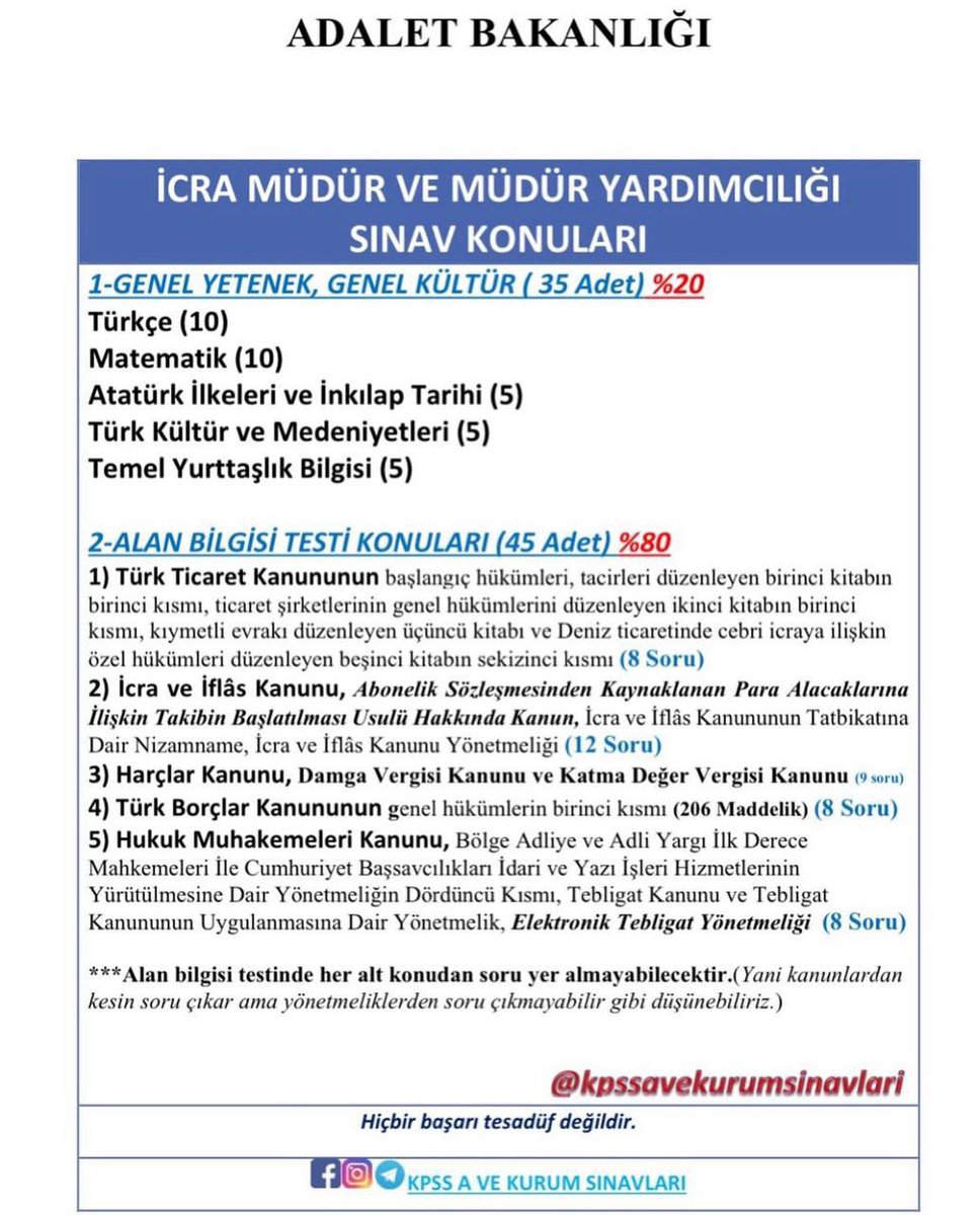 KPSSAVEKURUM's tweet photo. ADALET BAKANLIĞI İCRA İŞLERİ DAİRESİ BAŞKANLIĞI 2026 İCRA MÜDÜR VE MÜDÜR YARDIMCILIĞI ALIM DUYURUSU 

TOPLAM 150 kişi alacak 
Hukuk Mezunu 
Adalet Önlisans Mezunu 

KPSS şartı yok
Sınav Tarihi 5 Aralık 2026 

https://t.co/QQJ9BSz4x3

#Adalet #Hukuk

@KPSSAVEKURUM #İcramudurlugu https://t.co/wuCnF4rNRL