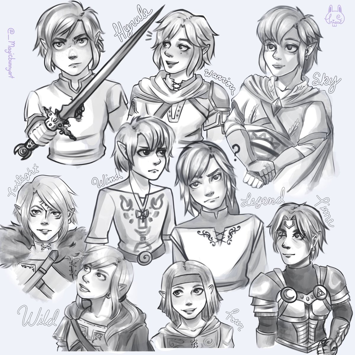 magicbunnyart's tweet photo. Old #linkeduniverse sketch of the gang https://t.co/imwap892Pt