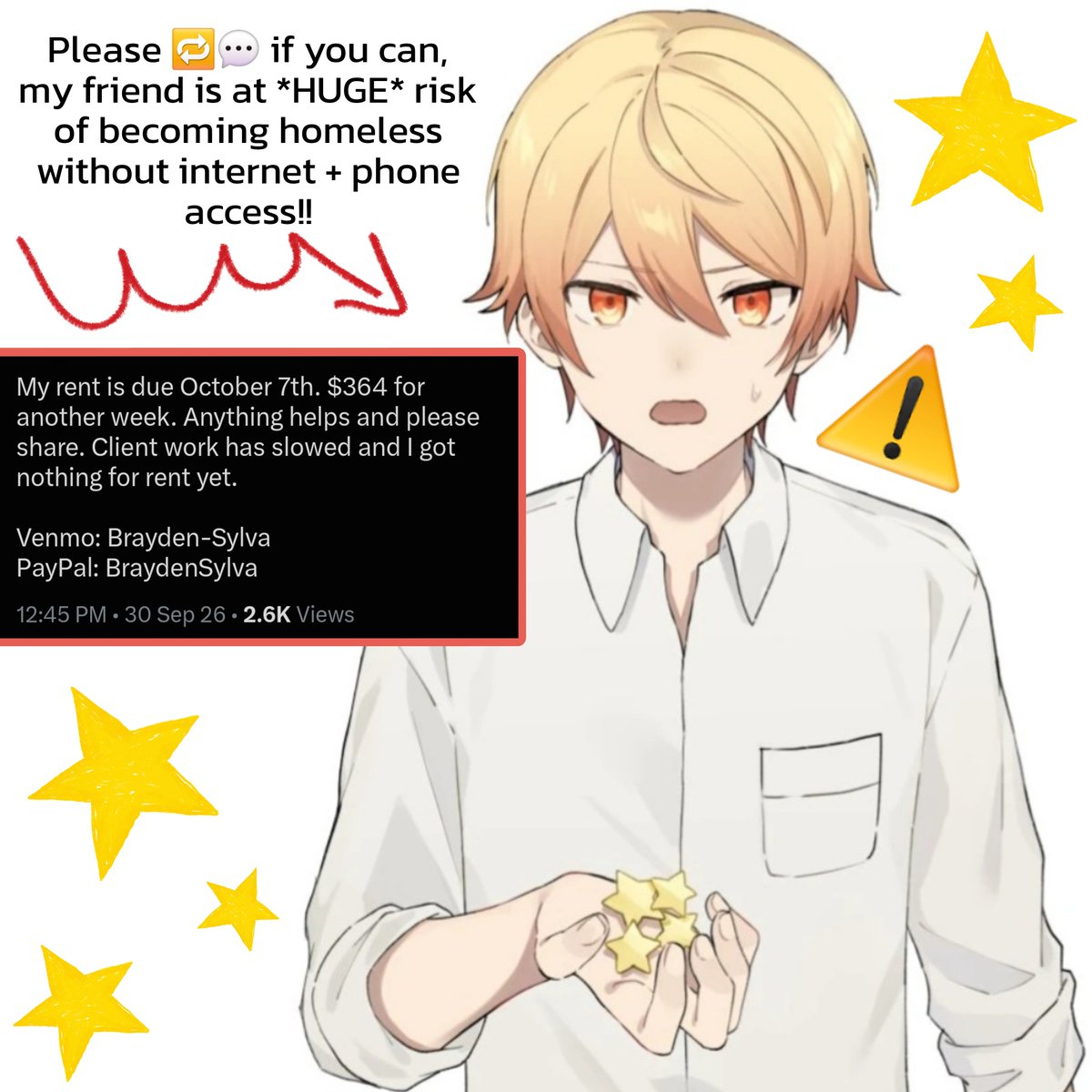 GearBearArc's tweet photo. My friend is currently at risk of becoming 🏠❌️ and it looks very dire for him and his family, any support is greatly appreciated! ⚠️ https://t.co/2jSLyhYsvJ