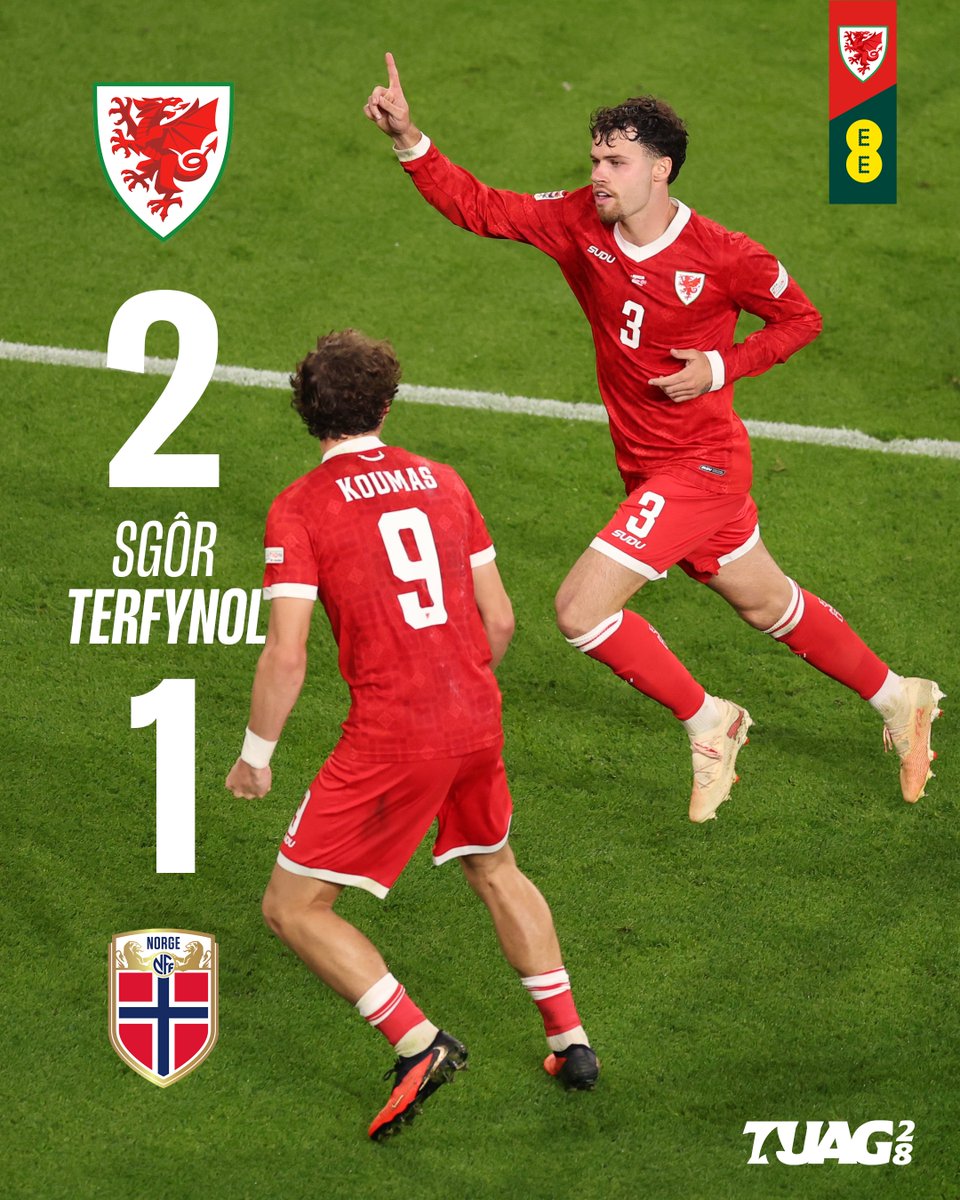 Cymru's tweet photo. ⏰ FT | 🏴󠁧󠁢󠁷󠁬󠁳󠁿 2-1 🇳🇴

NOW THAT'S WHAT I CALL A RESULT 🤩

💻 https://t.co/bhgEr4RneG https://t.co/lpxcpWtHFw
