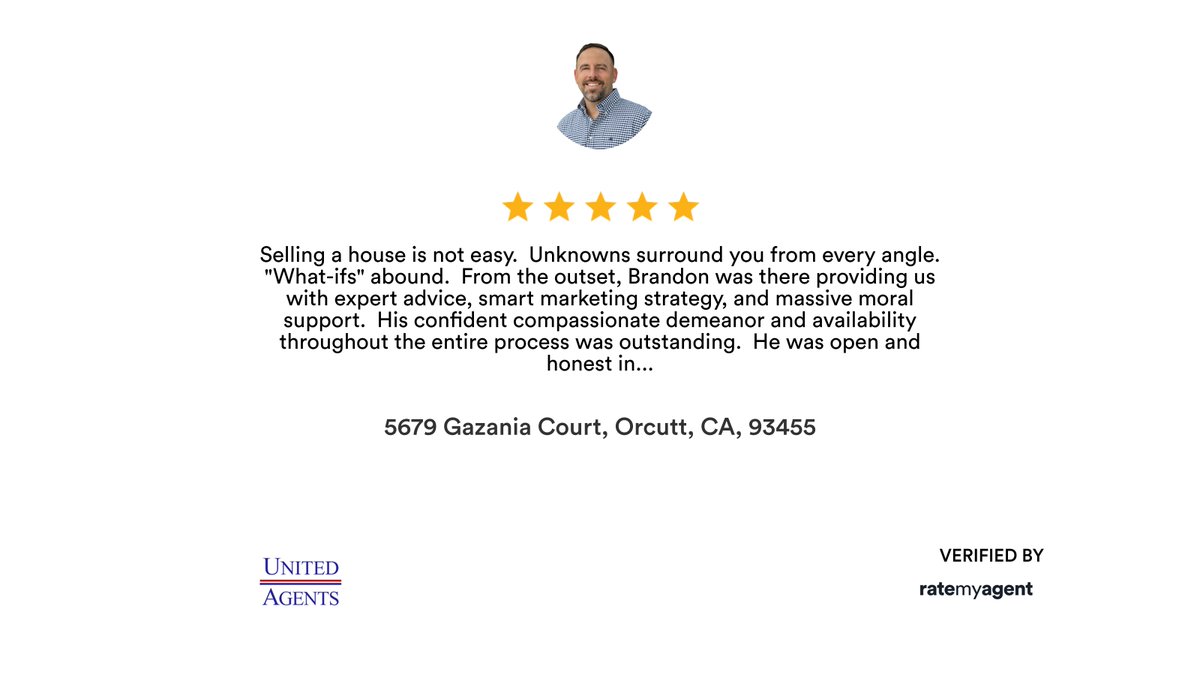 brandonsmithua's tweet photo. My latest RateMyAgent review in Orcutt.
CA 01933290
https://t.co/FA6AL7pcfo

...
#ratemyagent #realestate #United_Agents https://t.co/4cJM84LQtd