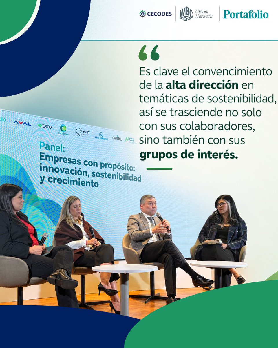 CECODES's tweet photo. En el marco del Foro “100 Líderes de la Sostenibilidad”, organizado por @Portafolioco, nuestro Director Ejecutivo, @sergiorengifo, participó del panel “Empresas con propósito: innovación, sostenibilidad y crecimiento”.

Allí aportó su visión sobre el fortalecimiento de la sostenibilidad por parte del sector privado colombiano, la importancia de la transversalidad de las decisiones que se toman desde la alta gerencia y el impacto positivo que puede tener el sector empresarial en los territorios.  

Aquí les dejamos algunas frases clave de sus intervención en este espacio.