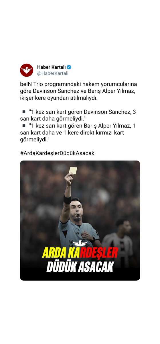 HaberKartali's tweet photo. Gözaltına alınan Yasin Kol ile ifadeye çağrılan Arda Kardeşler'in yönettiği Galatasaray - Beşiktaş maçları. https://t.co/ks6uk77i2x