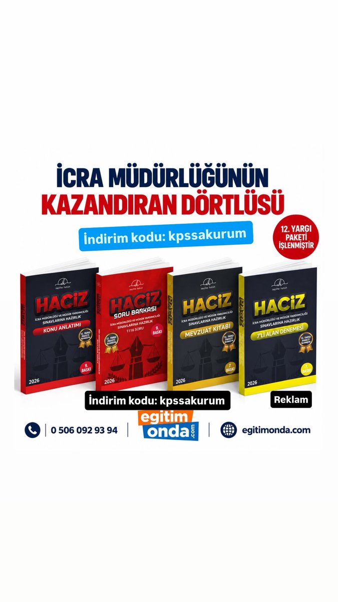 KPSSAVEKURUM's tweet photo. EĞİTİMONDA 
Egitimonda sitesinde yer alan tüm kurslarda 
kpssakurum indirim kodu geçerlidir. 

KPSS A KURSU 
İCRA MÜDÜRLÜĞÜ KURSU 
BANKA SINAVLARI KURSU 
GUY KAMPI 
KURUM SINAVLARI

İndirim kodu: kpssakurum 
https://t.co/E4vu2DyqDQ

#Adalet #Hukuk
@KPSSAVEKURUM #İcramudurlugu https://t.co/buBBYcuusE