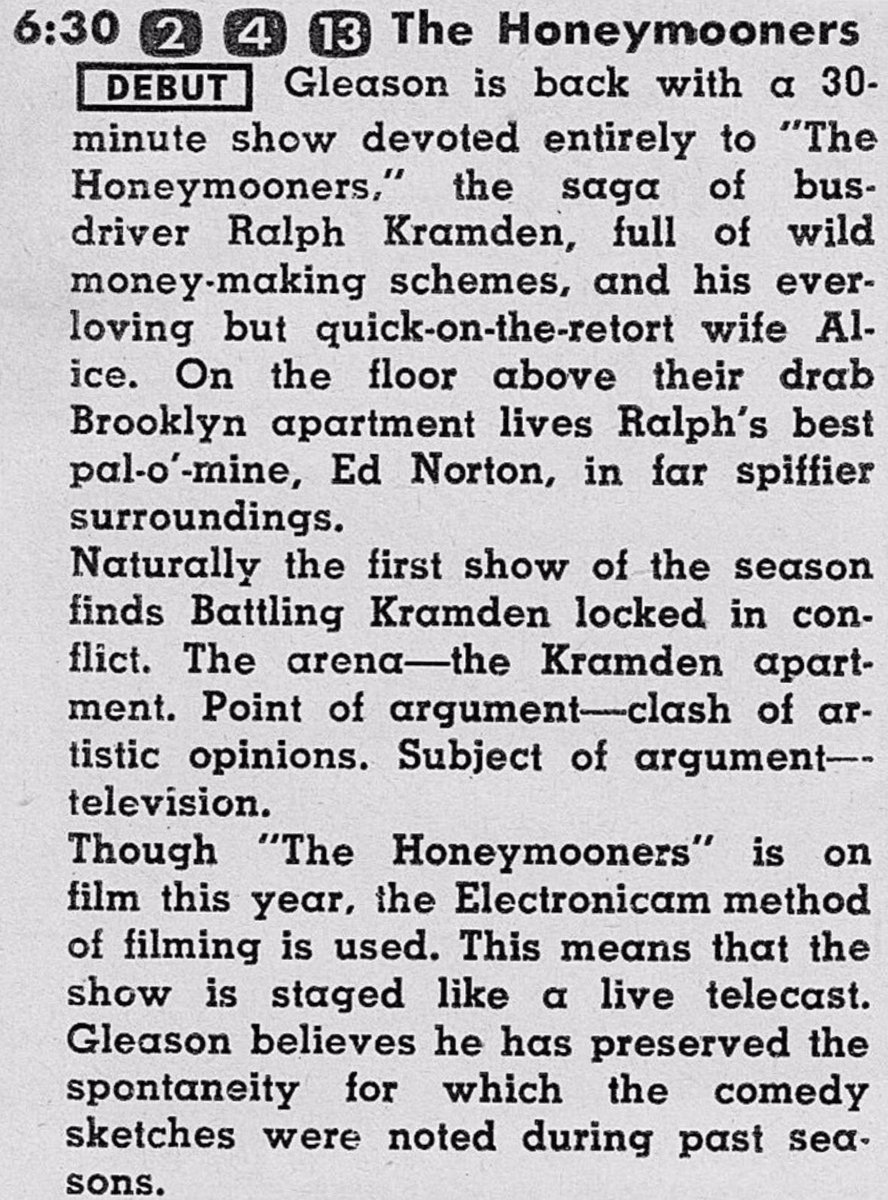 RetroNewsNow's tweet photo. 📺DEBUT: 'The Honeymooners' starring Jackie Gleason, Audrey Meadows, Art Carney and Joyce Randolph premiered 71 years ago, October 1, 1955, on CBS https://t.co/75NkVnkGv2