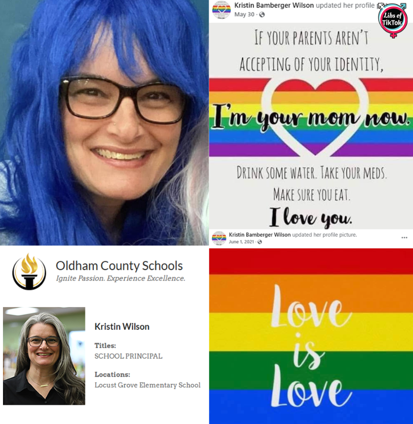 libsoftiktok's tweet photo. Meet Kristin Wilson, principal of Locust Grove Elementary School (@LGLionLeader) in Kentucky.

She is literally telling children, "I'm your mom now," if parents don't affirm their child's gender delusions.

Would you want this person in charge of your kids' education?

You can contact the school here: 502-222-3521
