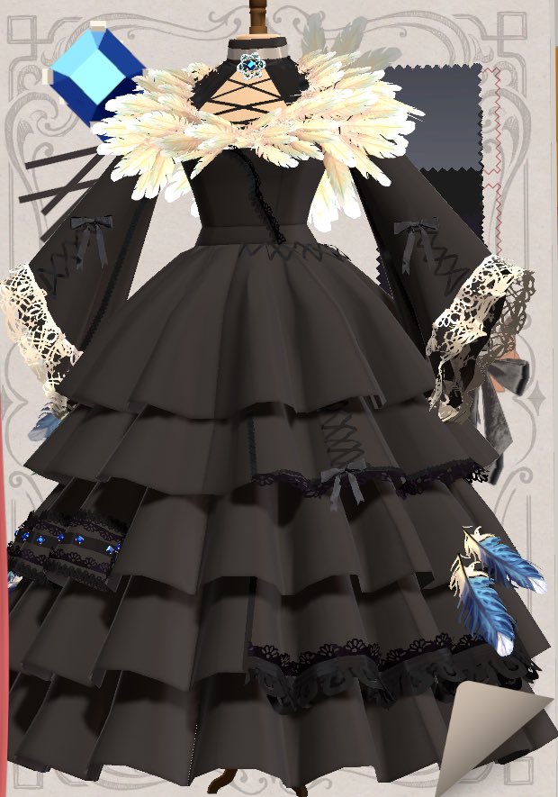 MauvenBee's tweet photo. Here’s my favourite of the ffxiv dresses so far! Y’shtola!!!! The feathers only gave me a tiny bit of a headache 🥹

#dressmaker #ffxiv https://t.co/m6I5DWZOSo