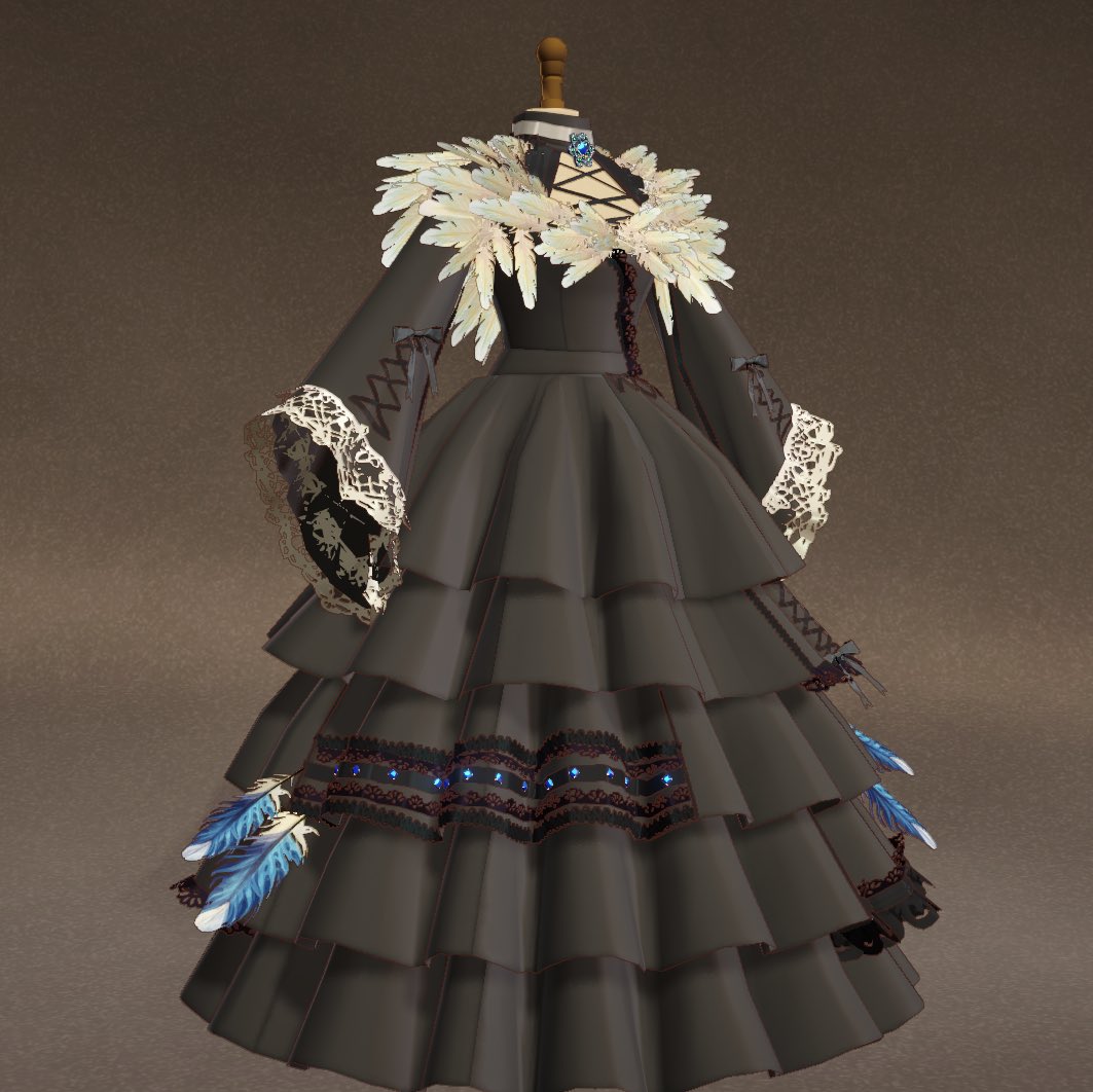 MauvenBee's tweet photo. Here’s my favourite of the ffxiv dresses so far! Y’shtola!!!! The feathers only gave me a tiny bit of a headache 🥹

#dressmaker #ffxiv https://t.co/m6I5DWZOSo