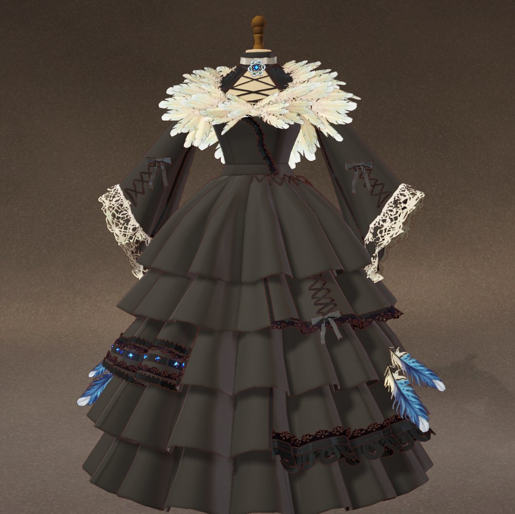 MauvenBee's tweet photo. Here’s my favourite of the ffxiv dresses so far! Y’shtola!!!! The feathers only gave me a tiny bit of a headache 🥹

#dressmaker #ffxiv https://t.co/m6I5DWZOSo