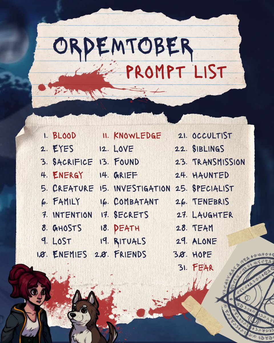 chirpthingz's tweet photo. artists and writers!! i present to you:

ordemtober! one prompt every day for the entire month, themed around ordem. i didn't see anyone else make one, so i went ahead and did it :]

#ordemparanormal https://t.co/ewZV3yC3By