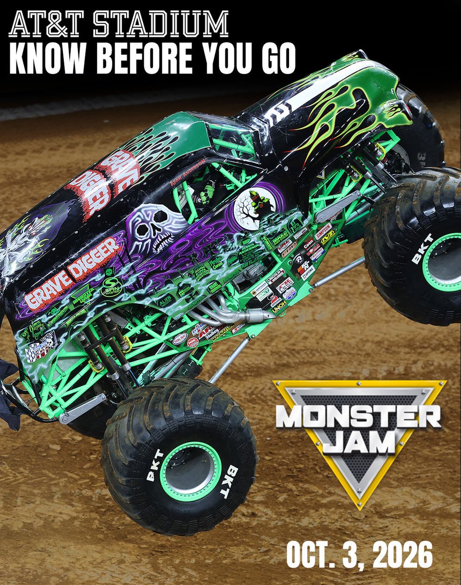 ATTStadium's tweet photo. Monster Jam comes to #ATTStadium this weekend! ⭐️🏁 https://t.co/dVhO0BnBOI