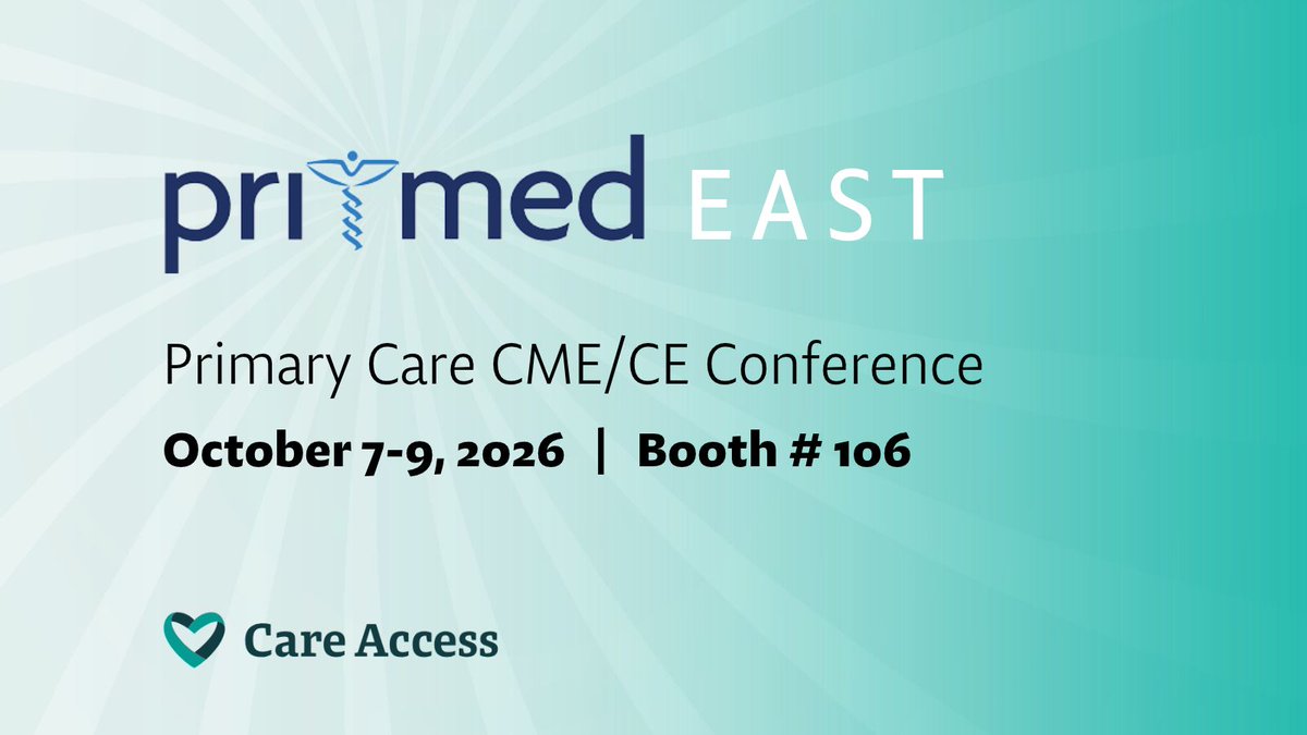 Care_Access_'s tweet photo. Care Access will be attending the Pri-Med East CME/CE Conference from October 7-9 in Providence, RI. Meet with us to learn more about how Care Access partners with physicians to make free health screenings and clinical trial opportunities more accessible to their patients.

When more communities have opportunities to participate in research, clinical trials can be more representative of real-world populations—creating a healthier future for all.