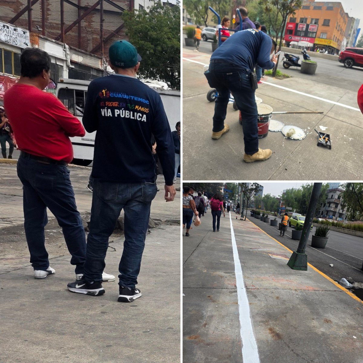 LauraEleu's tweet photo. ¿ #PoderEnTusManos ?
¿De quién?
Del delincuent3 Javier Sánchez Barrios 🤑
Personal de @AlcCuauhtemocMx pinta el área PEATONAL a INVADIR en acceso @MetroCDMX #Revolución.
@pcacuauhtemoc @AlessandraRdlv https://t.co/FAzmyAnavH