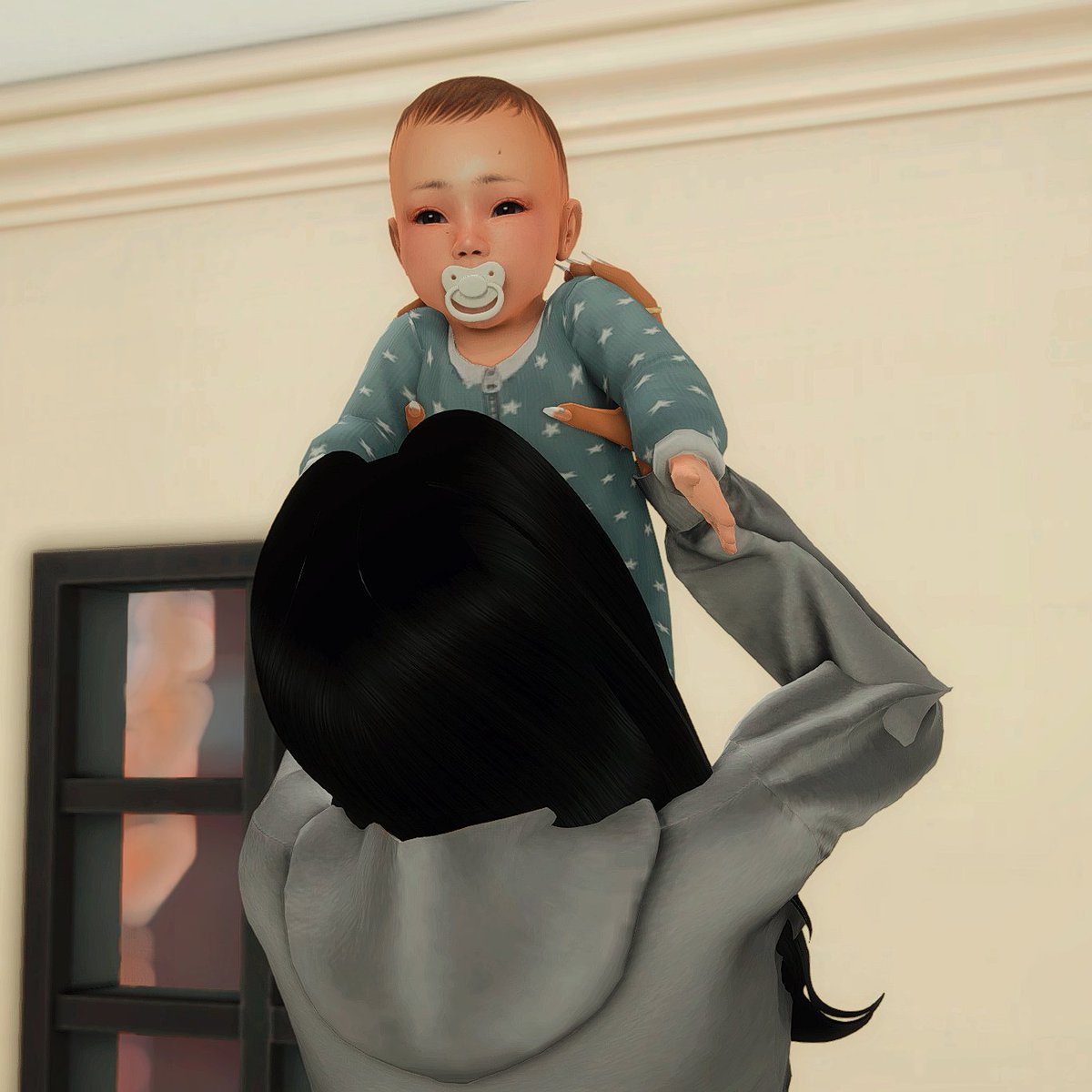 naomich8's tweet photo. now baby reaveal! it's a boy and his name is Elliot #sims4 https://t.co/6rJJGnWyzr