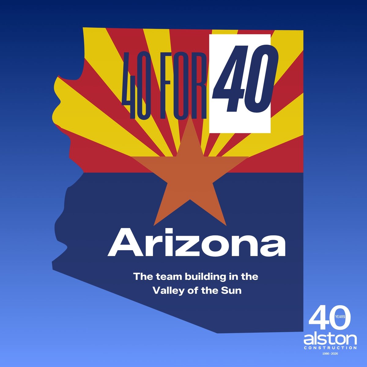 alstonconstruct's tweet photo. Our Arizona story continues. ☀️ As part of Alston’s 40 for 40 series, we’re spotlighting the people, partnerships, and projects behind our growth in the Valley of the Sun. Meet the team and explore a few highlights of our Arizona story. #40for40 #Arizona #BuildAZ #TeamAlston https://t.co/9zu7JT1sTn