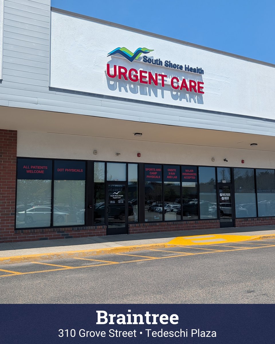 southshorehosp's tweet photo. 🔦 Practice Spotlight: South Shore Health Urgent Care Braintree

Located in Tedeschi Plaza/Stop &amp; Shop Plaza, our Braintree practice is our newest urgent care location, first opening its doors in 2019.

Learn more about our Braintree practice: https://t.co/IKOujbcMfs https://t.co/Rv0HbMgdUq