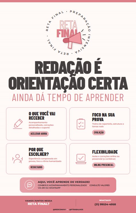 FTRABALHOS's tweet photo. @Favbellak Você não precisa disso, basta entender a estrutura correta e conseguirá escrever qualquer tema e eu posso te ajudar!

Oi! Tudo bem? Sou professora de redaçaõ e tenho ótimos valores para correção, aulas e monitorias! Vamos conversar melhor?
Meu WhatsApp: (21) 99534-4958 https://t.co/QvlJcjchhJ