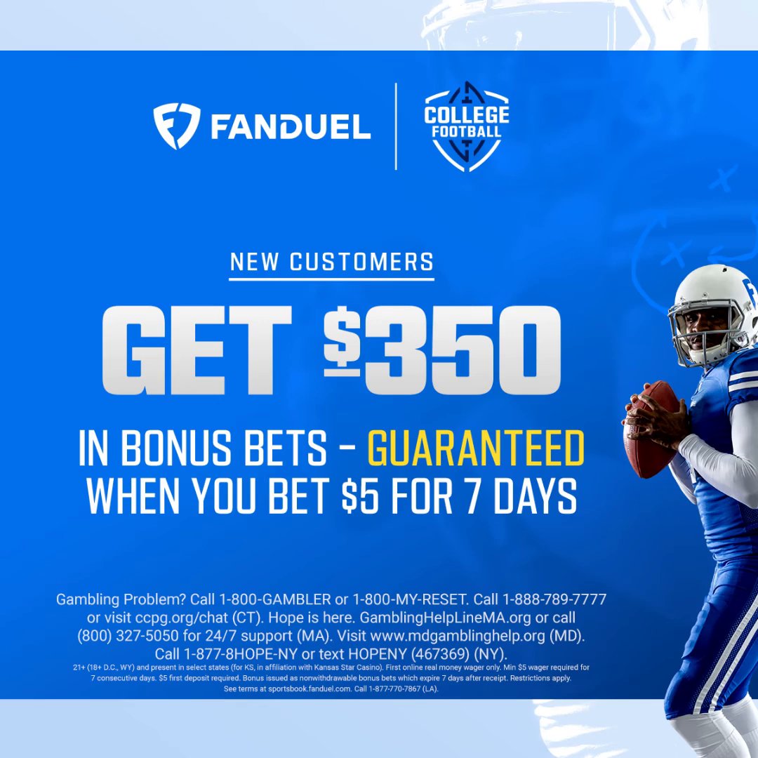 FanDuelSports's tweet photo. The season’s here, and so are the rewards. Bet $5 and get $50 in Bonus Bets every day for 7 days. Then keep the action going with live betting.