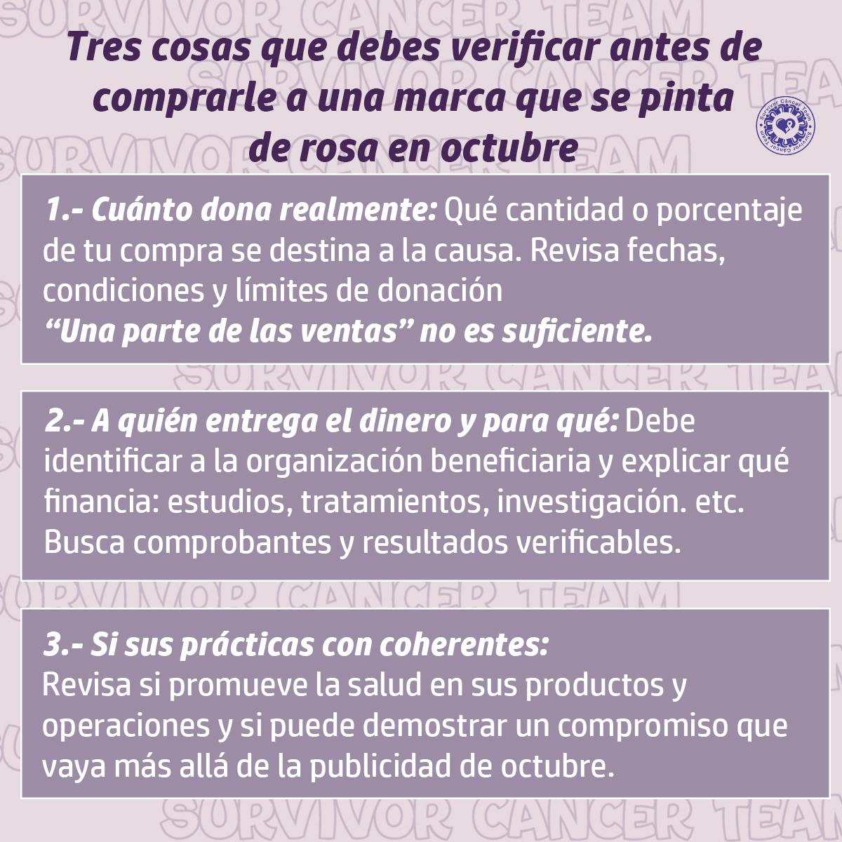 Surviverscancer's tweet photo. El apoyo se demuestra con transparencia y acciones, no solo con un listón rosa.
#OctubreRosa #pinkwashing #transparencia https://t.co/eqfwZfKkbI