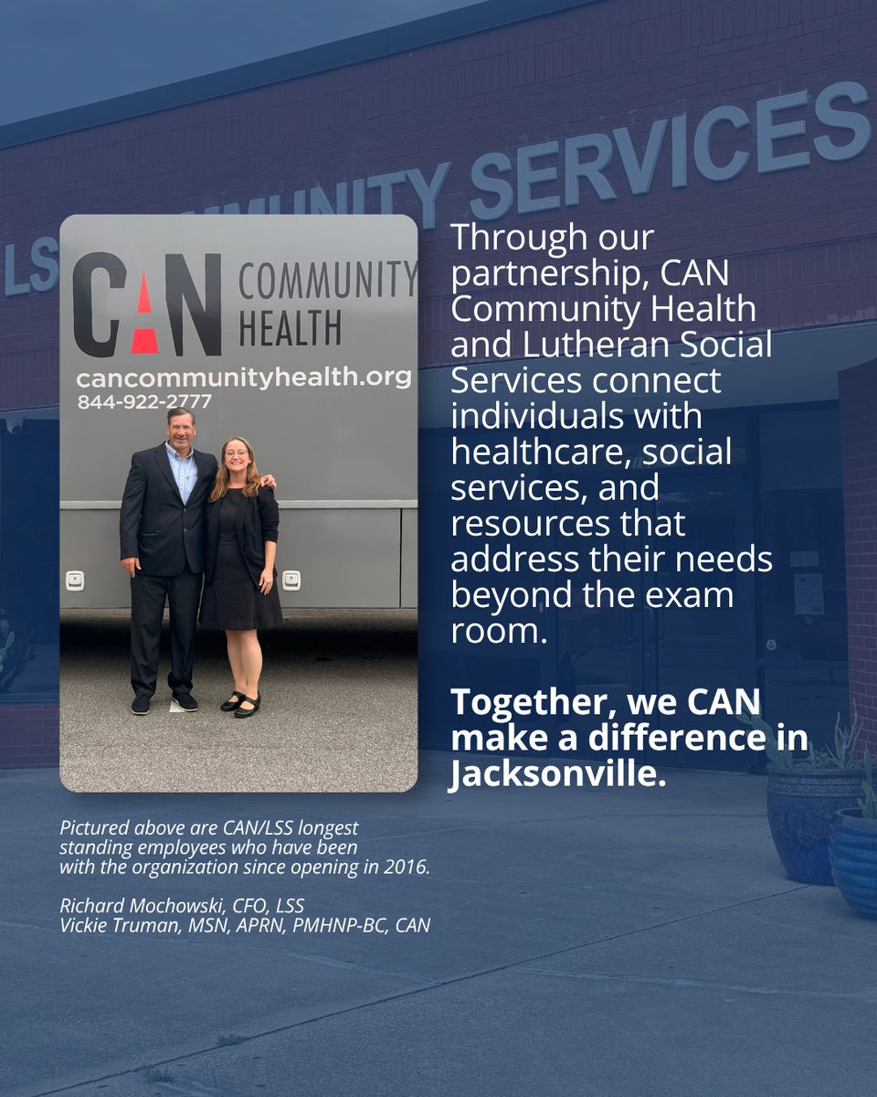 CANCommHealth's tweet photo. For a decade, #CANCommunityHealth and @LSSJAX  have shared a home and a commitment to making care more accessible in Jacksonville.🤝

#Jacksonville #LSSjax #CANjacksonville #LutheranSocialServices https://t.co/9TZpf5lyff