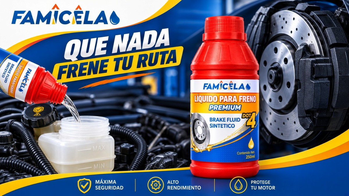 famicela's tweet photo. NO IRÁ AL AEROPUERTO sin revisar los frenos. 🚗💨
Líquido para Freno FAMICELA DOT 4 · 250 ml.
Mantenimiento listo. Ruta lista. 🛠️
#ÚltimoMinuto #FAMICELA #DOT4 #BTS_WORLDTOUR_ARIRANG_LIMA https://t.co/N1TK9p4umf