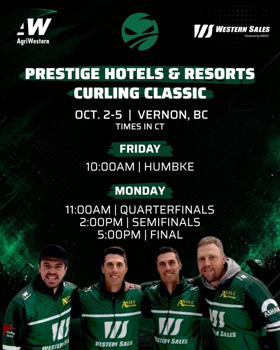 _greenmachines's tweet photo. Green Machines are back at it! 🔥🥌

We’re kicking off the Prestige Hotels &amp; Resorts Curling Classic Friday morning. Ready to get after it.

📺 Watch live on CurlingZone YouTube. 💪🏼 https://t.co/7kl5j6HqNU