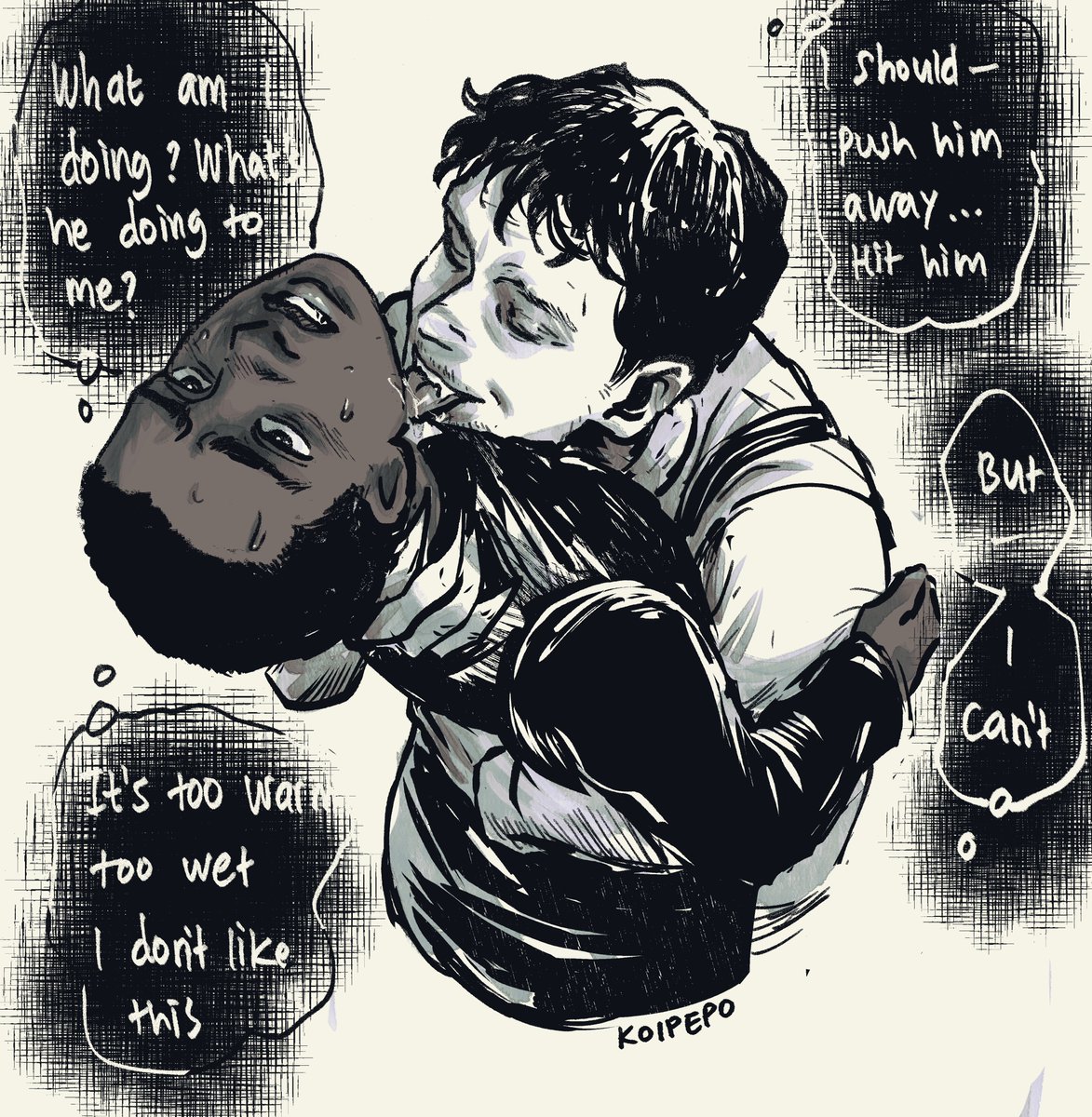 koipepo's tweet photo. ⚠️cw: noncon, mind-control/hypnosis #sammick #sinnerskinktober

Day 1: uniform kink. Pastor! Sammie and Remmick who's more malevolent to him here bc of his grudge against catholicism mixed with desire over Sammie's personhood/talent, hence the debasing with mind-control..... https://t.co/0AlnHDWtfX