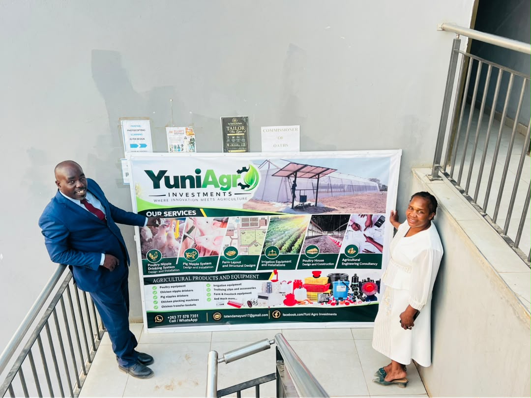 HappyaMayuni's tweet photo. Huge congratulations to our son Eng Tatenda on acquiring an office for his business- Yuni Agro Investments. The company provides innovative agricultural solutions in irrigation, poultry and mechanisation. Your support to this youth initiative is appreciated. https://t.co/SxhKCl14ms