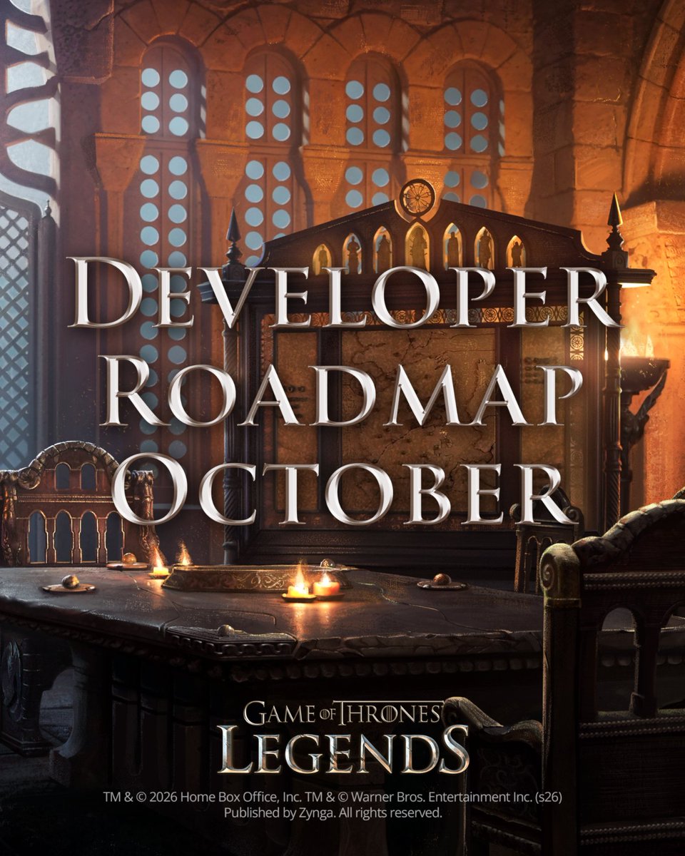 GoTLegends's tweet photo. Greetings, House Leaders ⚔️
Our monthly roadmap for October has arrived.
Read on to learn more about our current priorities and future plans for Game of Thrones: Legends ➡️ https://t.co/LDWxzXk9jX https://t.co/wi4wXoY4EP