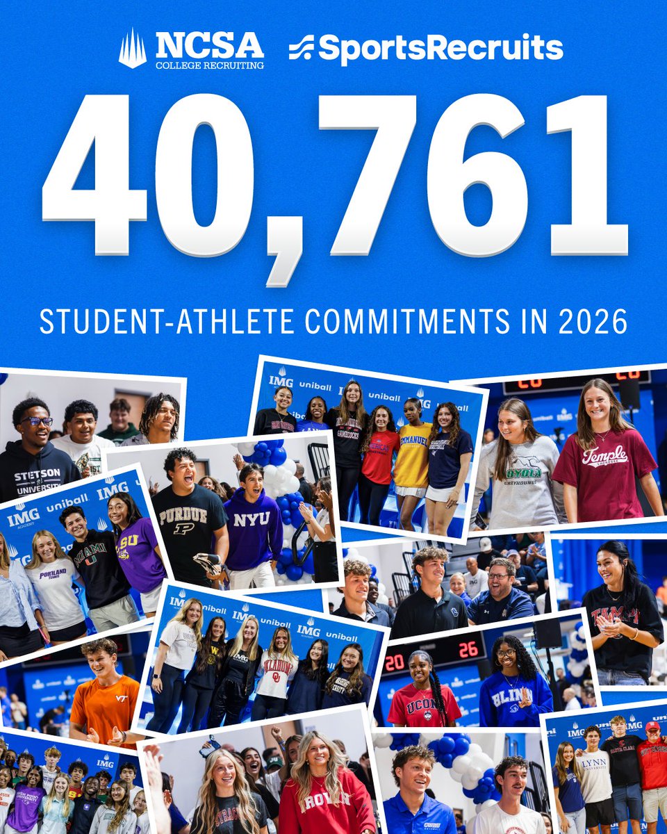 IMGAcademy's tweet photo. The Class of 2026 is taking the next step. 🎓

This year, 40,761 unique student-athletes connected with 2,642 colleges and universities through IMG Academy’s recruiting products, NCSA College Recruiting and SportsRecruits. https://t.co/IEEulQilnH