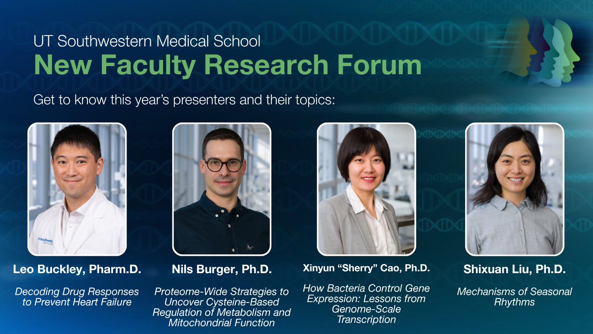 UTSWScience's tweet photo. Meet 17 new faculty members advancing discovery at the 2026 New Faculty Research Forum. Connect with the #UTSW research community, explore innovative work, and view this year’s lineup: https://t.co/PLiwp9qz3a #NFRF2025 https://t.co/MyHgoGgLjH