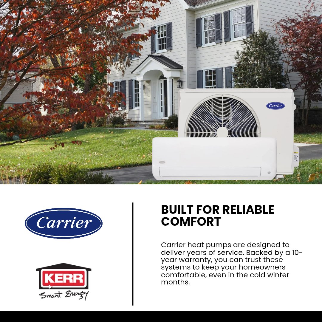 KerrSmartEnergy's tweet photo. Carrier ductless heat pump systems deliver the reliable, year-round comfort homeowners count on when investing in a new HVAC system. The Infinity series is designed to perform even in extreme temperatures as low as -30°C! https://t.co/t8lZlx8Dwo