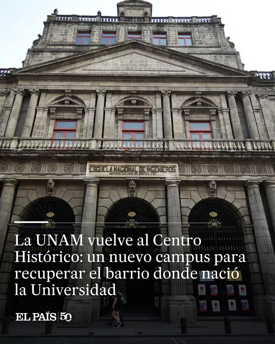 elpaismexico's tweet photo. La UNAM vuelve al Centro Histórico: un nuevo campus para recuperar el barrio donde nació la Universidad

La máxima casa de estudios articula cerca de una veintena de inmuebles históricos alrededor del Zócalo capitalino bajo una sola estructura académica y cultural, prevista para abrir parcialmente al público en 2027 https://t.co/0mMhk94DJj