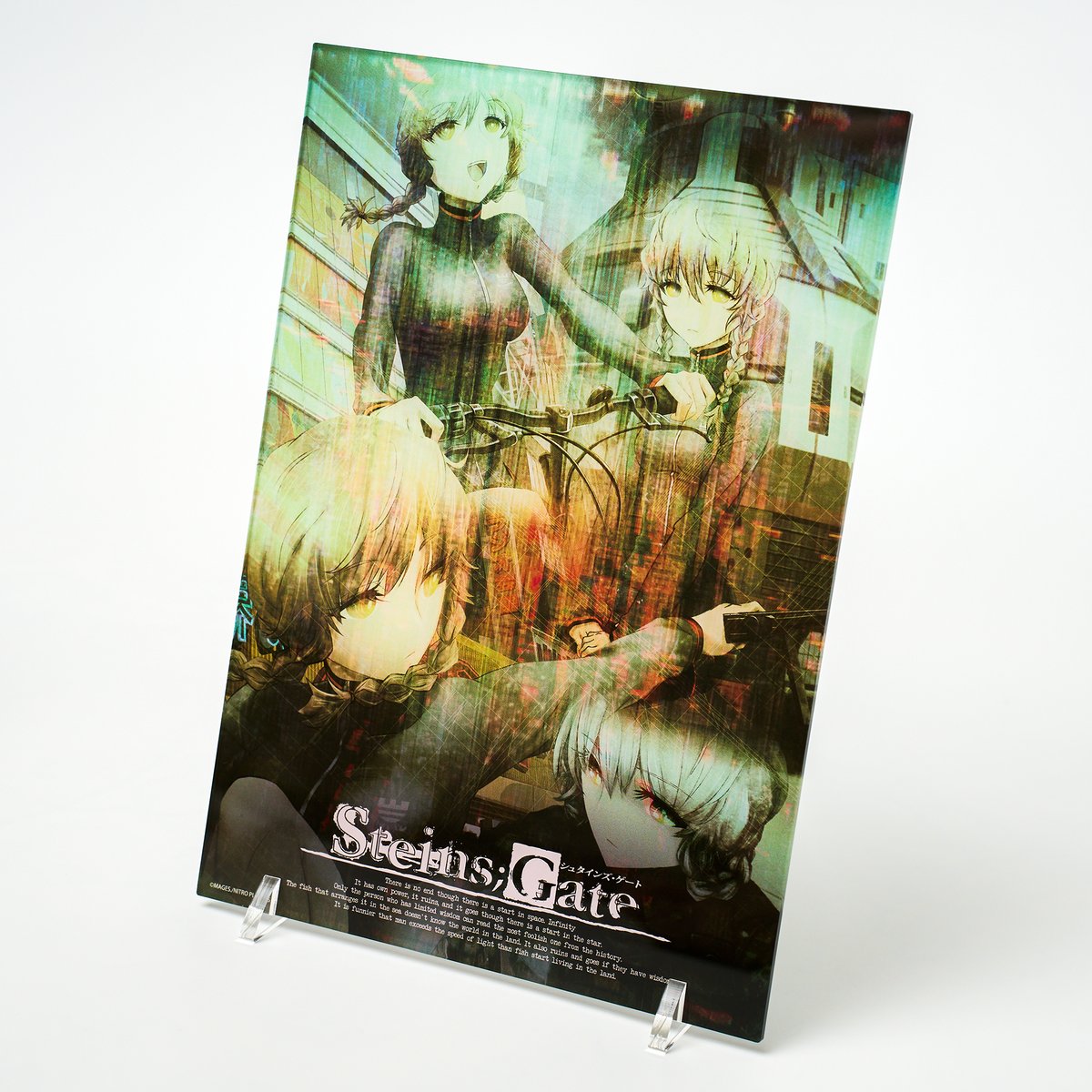 SpikeChunsoft_e's tweet photo. Our STEINS;GATE RE:BOOT Cosplay &amp; Fanart Contest is going on right now! 🖼️

Post your cosplay or fan creation on your social media platform of choice and link it to us via our entry form for your chance to win a prize pack that includes these beautiful acrylic panels! https://t.co/iSY5zGvYfo