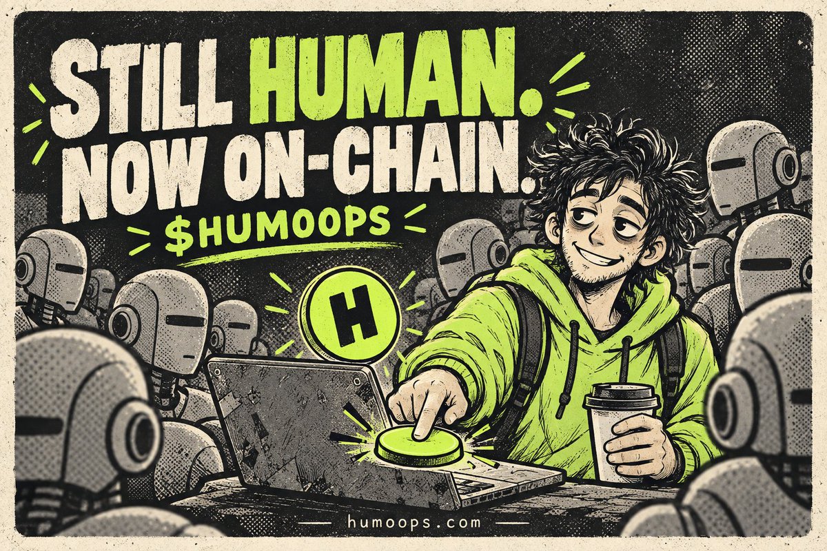 Hum00ps's tweet photo. STILL HUMAN. NOW ON-CHAIN. 🟢
$HUMOOPS is live on Solana.

The Last Humans Online now have a token.

Same weird humans. Same mission.

Stay human. Make mistakes. Keep going. https://t.co/I6RIfklLI1
