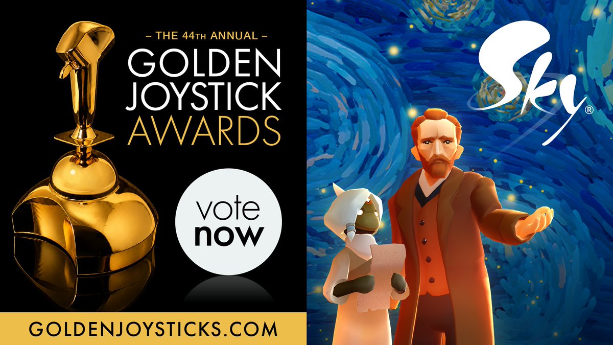thatskygame's tweet photo. Still flying. Still playing. Still finding each other. 🕯️✨

Some of you have been with us since our very first flight. Others found Sky this year. However you got here, you're the reason Sky: Children of the Light is nominated for Still Playing (Mobile) at the 44th #GoldenJoysticks Awards.

Vote at https://t.co/d5xvYzznWq by October 23! 💛