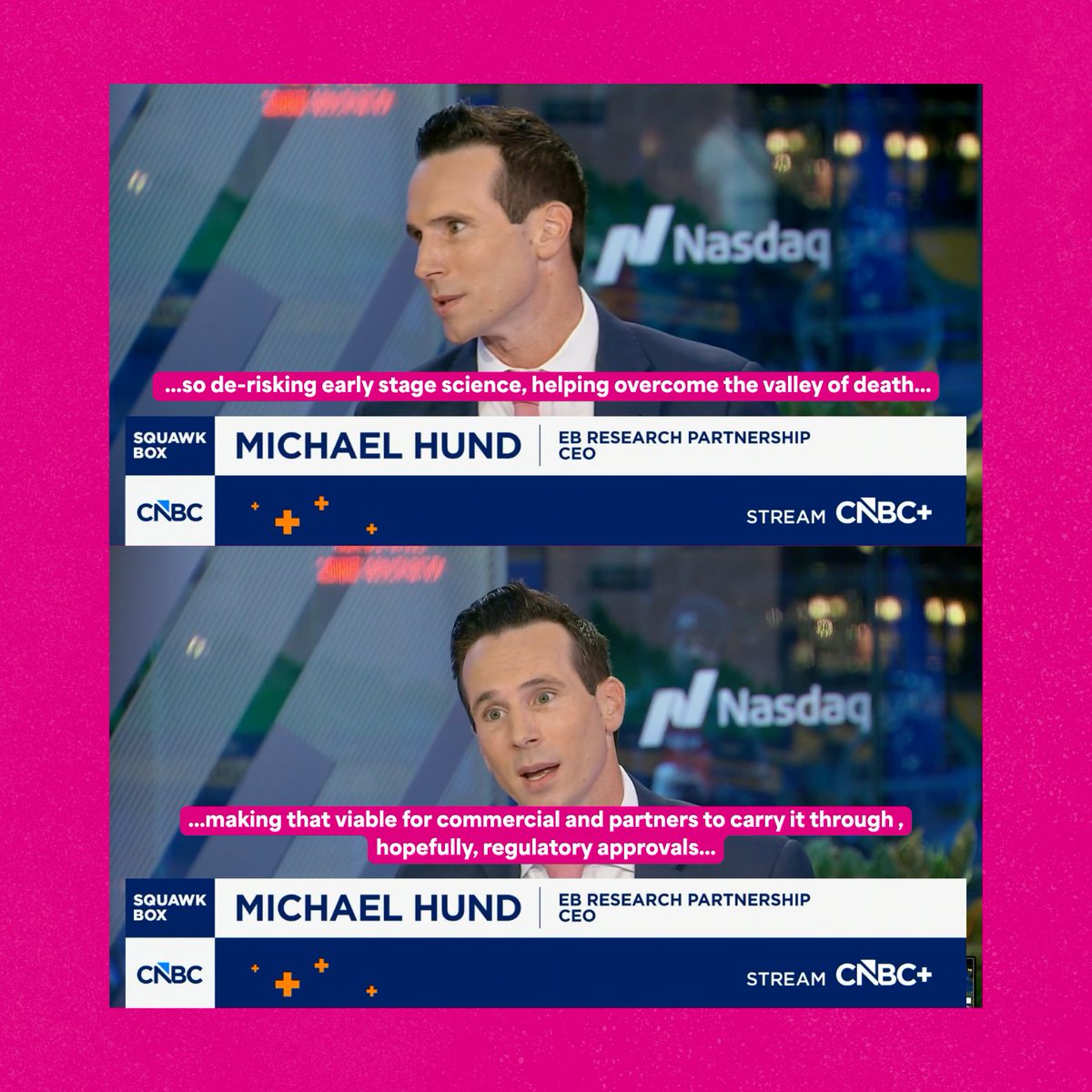 EBResearch's tweet photo. One dollar, working again and again to move science forward.

On @SquawkCNBC, EBRP CEO and Rare Ventures Co-Founder Michael Hund shared how Venture Philanthropy can help promising research advance while creating the potential to reinvest returns into future breakthroughs.

Thank you @BeckyQuick  and @andrewrsorkin  for making space for the conversation and helping bring greater visibility to EB and rare disease research.

🦋 Watch more from the conversation and explore the latest EBRP news and coverage in the Press section at https://t.co/MtNfibuQzM