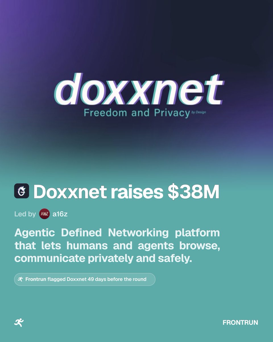 frontrunvc's tweet photo. Today's fundraises. @frontrunvc flagged 4 startups before they were announced. 👇

Average lead time: 82 days.

1. @revnu_app - 132 days ago. $3M seed led by - PXN Equity Finance

2. @PhotonHQ - 97 days ago. $4.5M seed led by @gradientvc

3. @HalluminateAI - 49 days ago. $30M Series A led by @oakhcft

4. @DoxxnetHQ - 49 days ago. $38M Series A led by @a16z