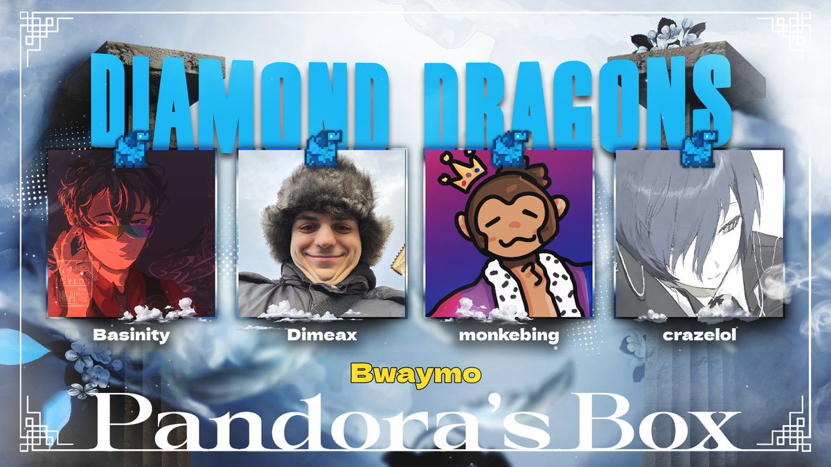cambwaymo's tweet photo. Next team announced for PB: Bwaymo!
The Diamond Dragons!
@basinity_ 
@Dimeax_ 
@monkekingmc 
@crazelol_ https://t.co/4uF8MIsPwF