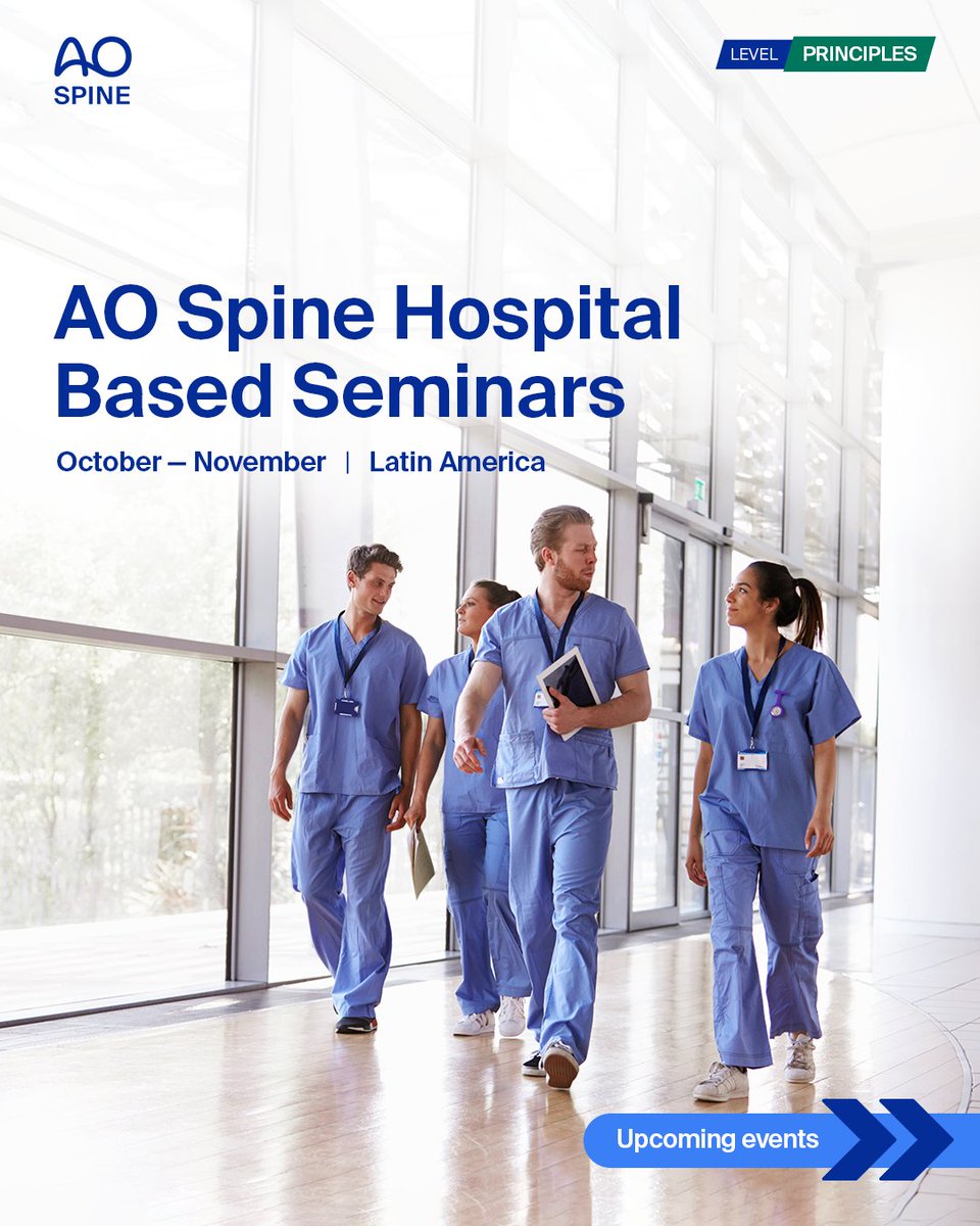 AOSpine's tweet photo. Join us for the upcoming Hospital Based Seminars in Latin America! 🏥👨‍⚕️

These highly interactive seminars are the perfect initial step along the path of lifelong learning in spinal surgery.

➡️ https://t.co/umkru1eoCx https://t.co/qQrTWBrNPs
