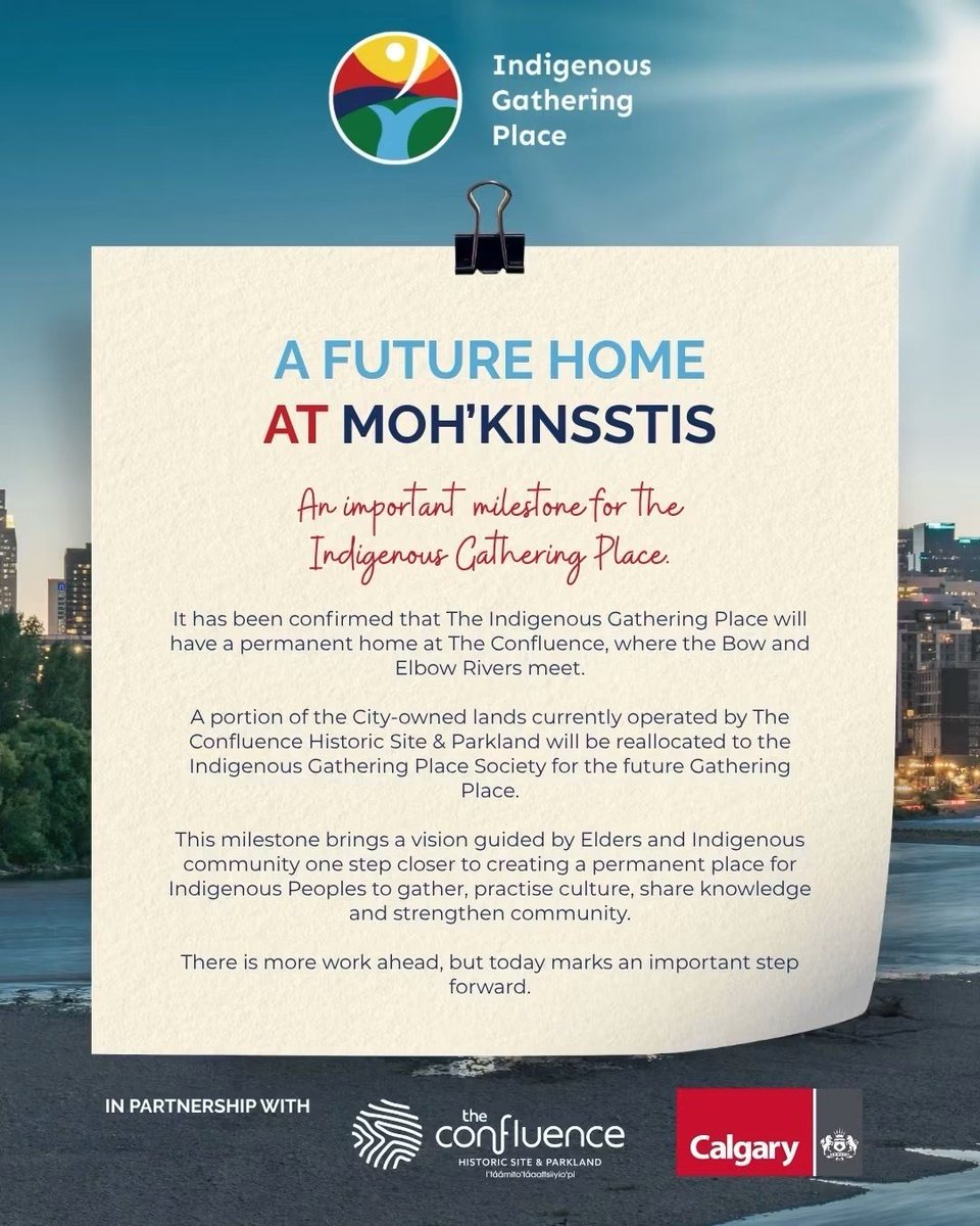 CommonGoodYYC's tweet photo. This is what Truth And Reconciliation looks like in practice. The Calgary Alliance has acted to support the creation of an Indigenous Led Indigenous Gathering Place in Calgary. After over a decade - it is wonderful to see there is now land at the confluence. https://t.co/P1b8CQ4CxB