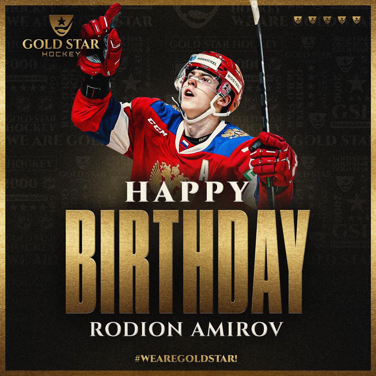 GoldStarHockey's tweet photo. Wishing a heavenly birthday to our dear friend Rodion Amirov! #WeAreGoldStar! https://t.co/NBIE5gzuuc