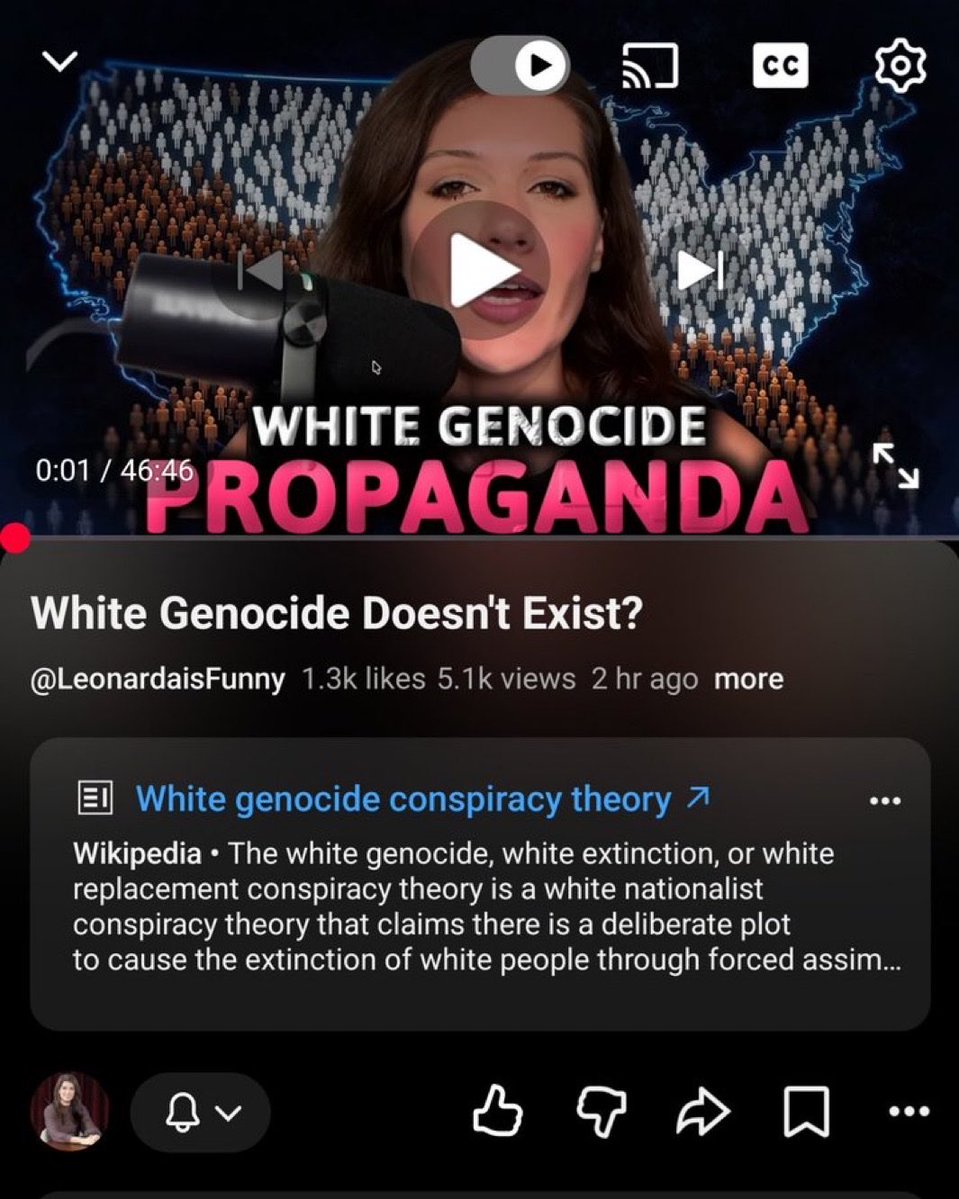 Leonardaisfunny's tweet photo. It is in fact there. @grok what organization is responsible for categorizing “white genocide” as a “white nationalist conspiracy theory”? https://t.co/dNFHh5V4a4