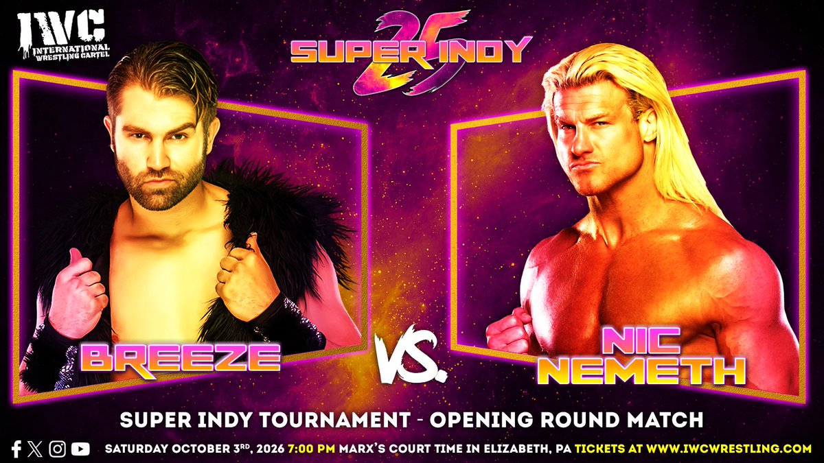IWCwrestling's tweet photo. It's one of the biggest first round matches in Super Indy history, and the only place to see it LIVE is in person at IWC Super Indy 25 this Saturday night!!!

@MmmGorgeous v. @NicTNemeth

Tickets at https://t.co/sKXHhBTxqs https://t.co/gdXGl9TV93