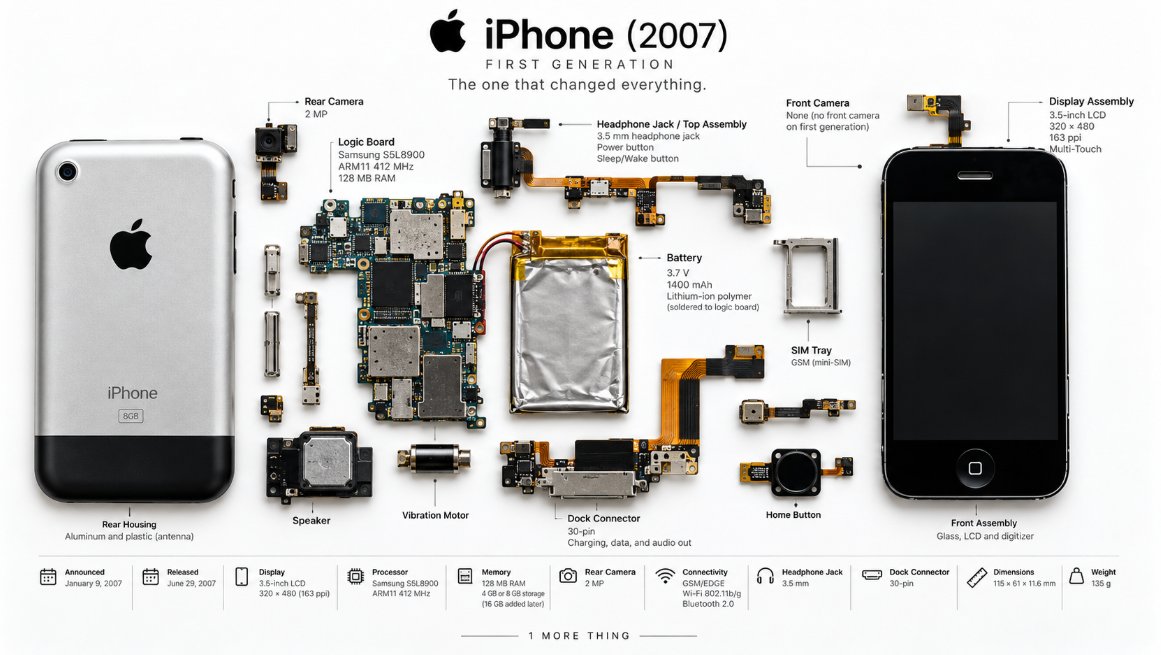 1MoreThingApple's tweet photo. The iPhone that started it all.

3.5-inch display. 2MP camera. 128MB of RAM. No App Store. No 3G. No front camera.

And somehow it changed the entire industry.

The Original iPhone @Apple https://t.co/Z8kV65xOzW
