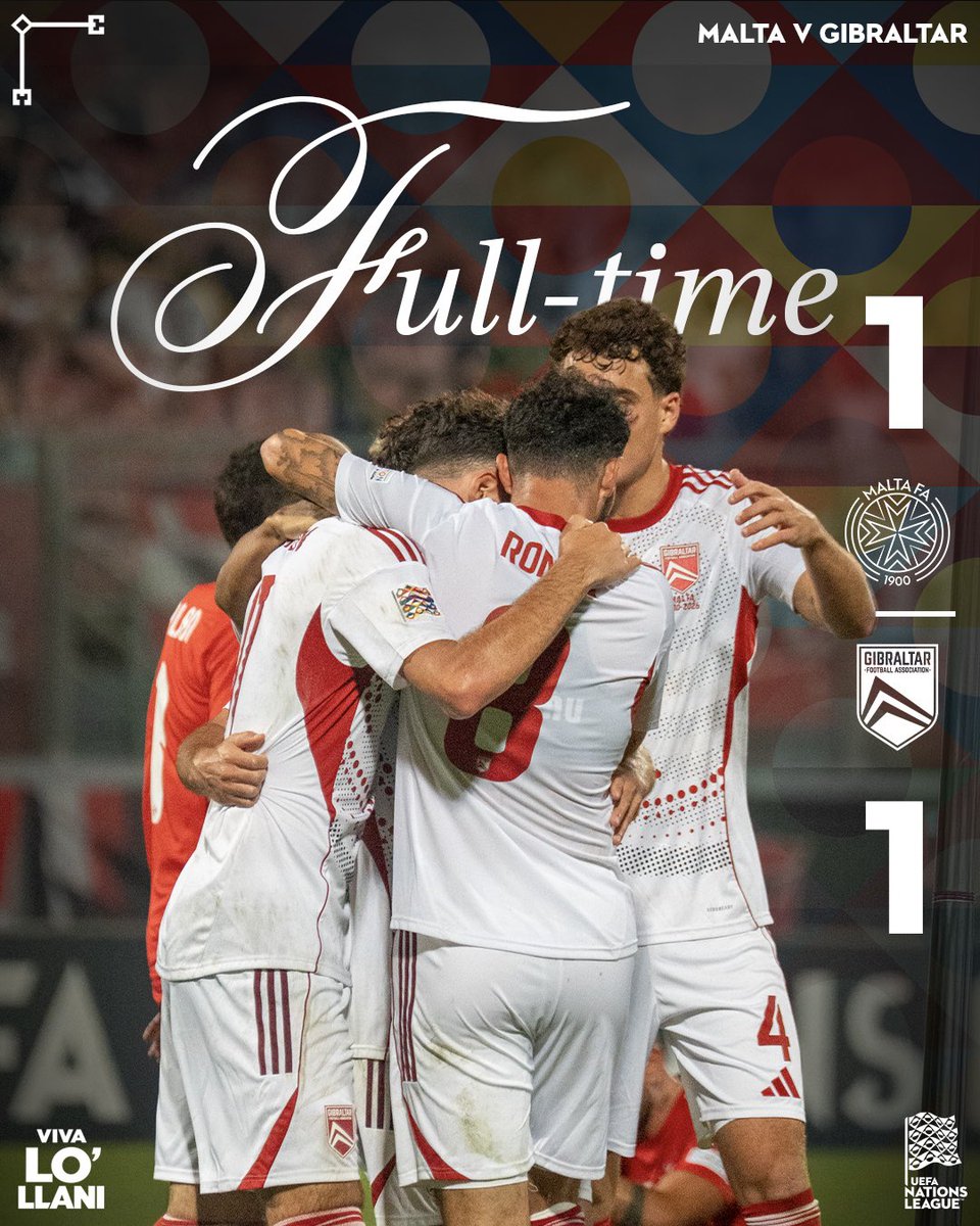 FCOneFootball's tweet photo. ๐ FULLTIME
๐ฒ๐น Malta 1-1 Gibraltar ๐ฌ๐ฎ
โช๏ธ The sides shared the spoils after a closely contested encounter finished all square.
#NationsLeague #MLTGIB https://t.co/k91Key0zqC