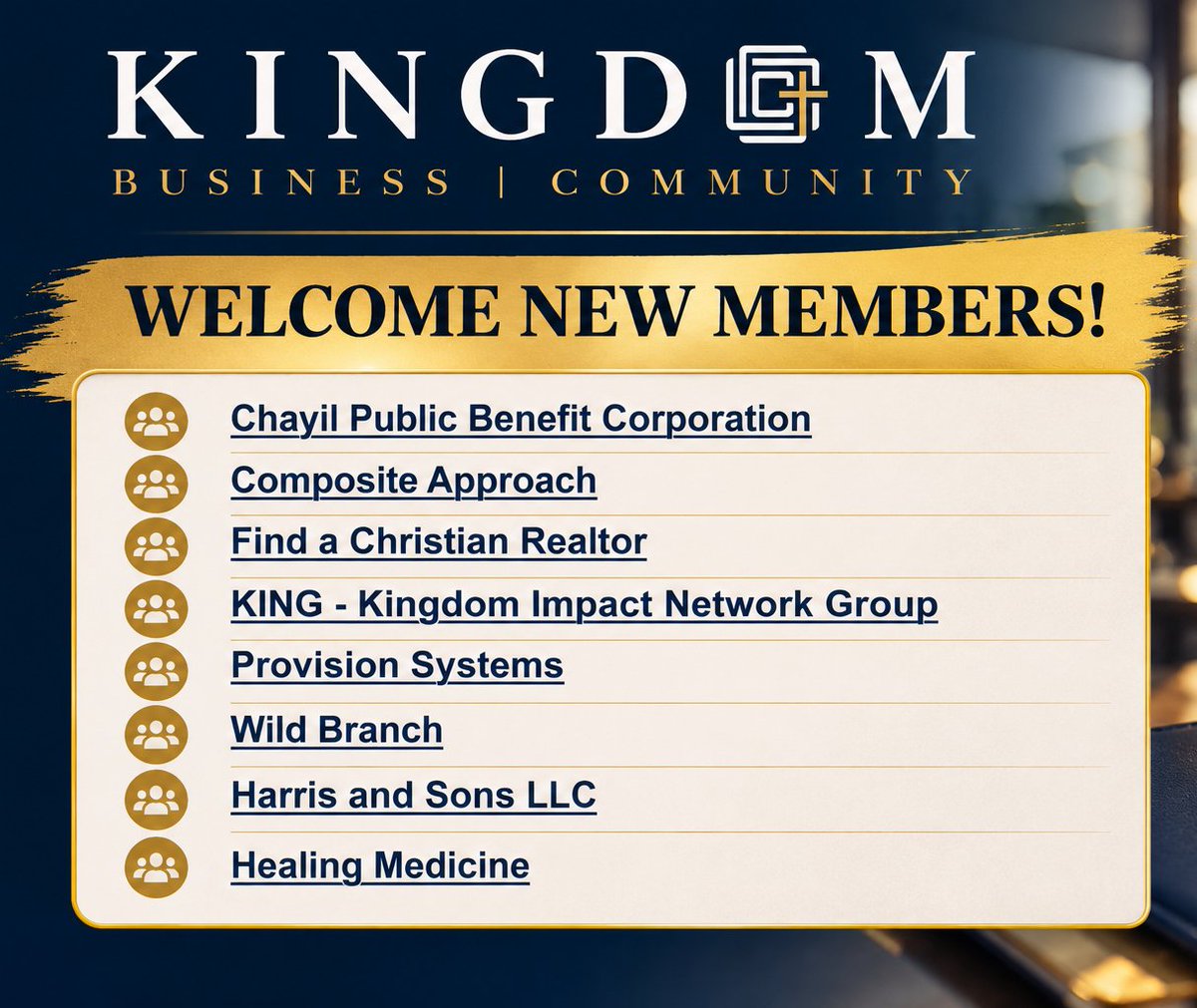 uschristiancc's tweet photo. We're building something bigger than a business network.

Please join us in welcoming our newest members to the U.S. Christian Chamber of Commerce

Together, we're building the infrastructure that connects, equips, and champions Christian businesses around the world. https://t.co/Hz4iWoyh77