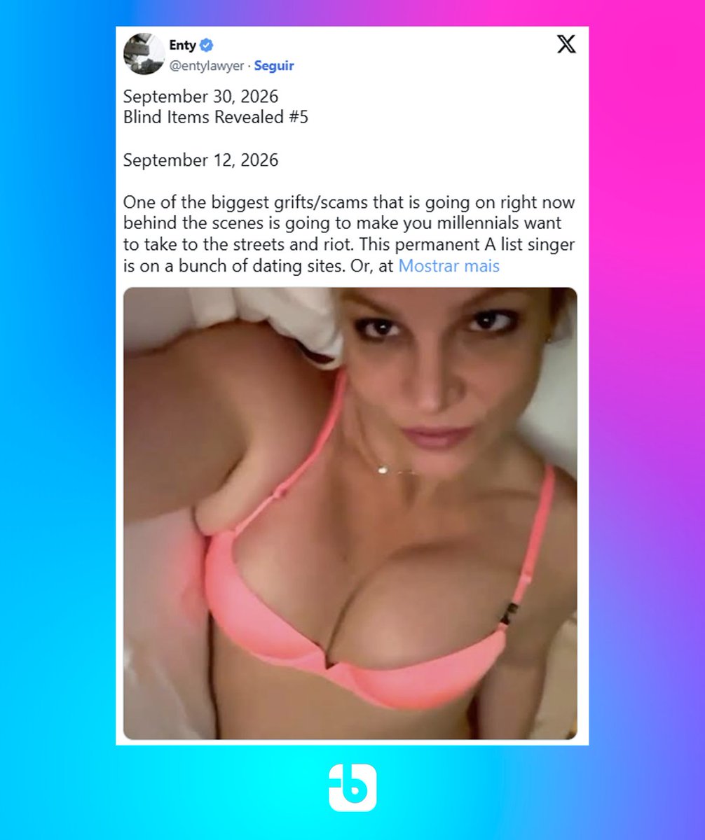forumbunklr's tweet photo. 🚨 BAFÃO: Segundo um blind item, uma cantora A-list estaria sendo supostamente PROSTITUÍDA pela própria equipe.

De acordo com o insider, a cantora usa aplicativos de relacionamento e marca dates com homens que vão até sua casa, onde os encontros terminam em sex0. O que ela não saberia é que esses homens não seriam desconhecidos escolhidos ao acaso: todos seriam milionários e supostamente selecionados por sua equipe, de acordo com o tipo de homem que ela procura.

O esquema renderia à equipe entre US$ 5 e 6 milhões por mês.

Muitos chutam que se trate da princesinha do pop, Britney Spears.