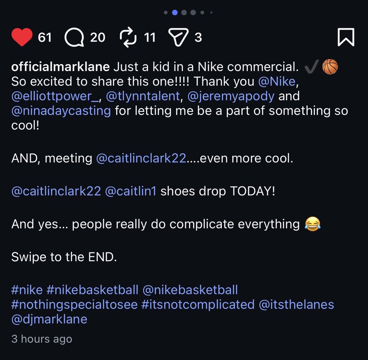 caitlinclarksty's tweet photo. The kid in the Nike Caitlin 1 commercial has spoken 👏 Go Mark 🎥 https://t.co/3fmwsUhlwF