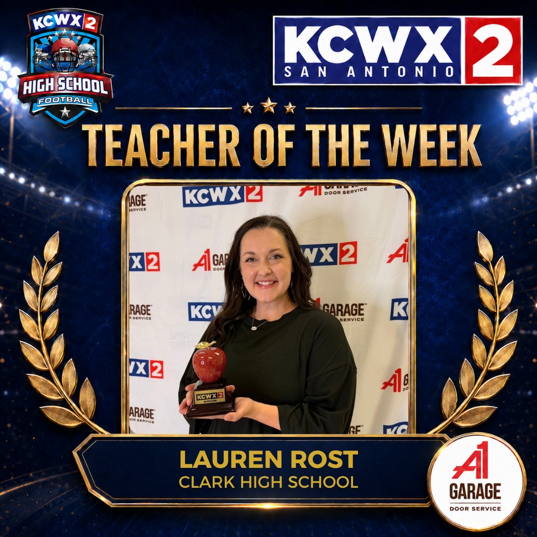 kcwxtv's tweet photo. Celebrating the Student and Teacher of the Week from Clark High School!📚✏️
#clarkhighschool #clarkcougars #sanantonio #teacheroftheweek #studentoftheweek @FbCougar @Clark_Cougars @NISDClark https://t.co/h2SotnxzyP
